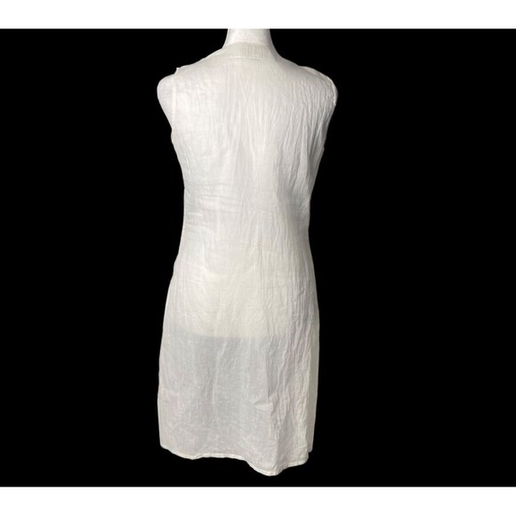 ASEESA Women Embroidered Floral Dress Sleeveless Knee Length Sz S White 26-5 - Picture 2 of 16